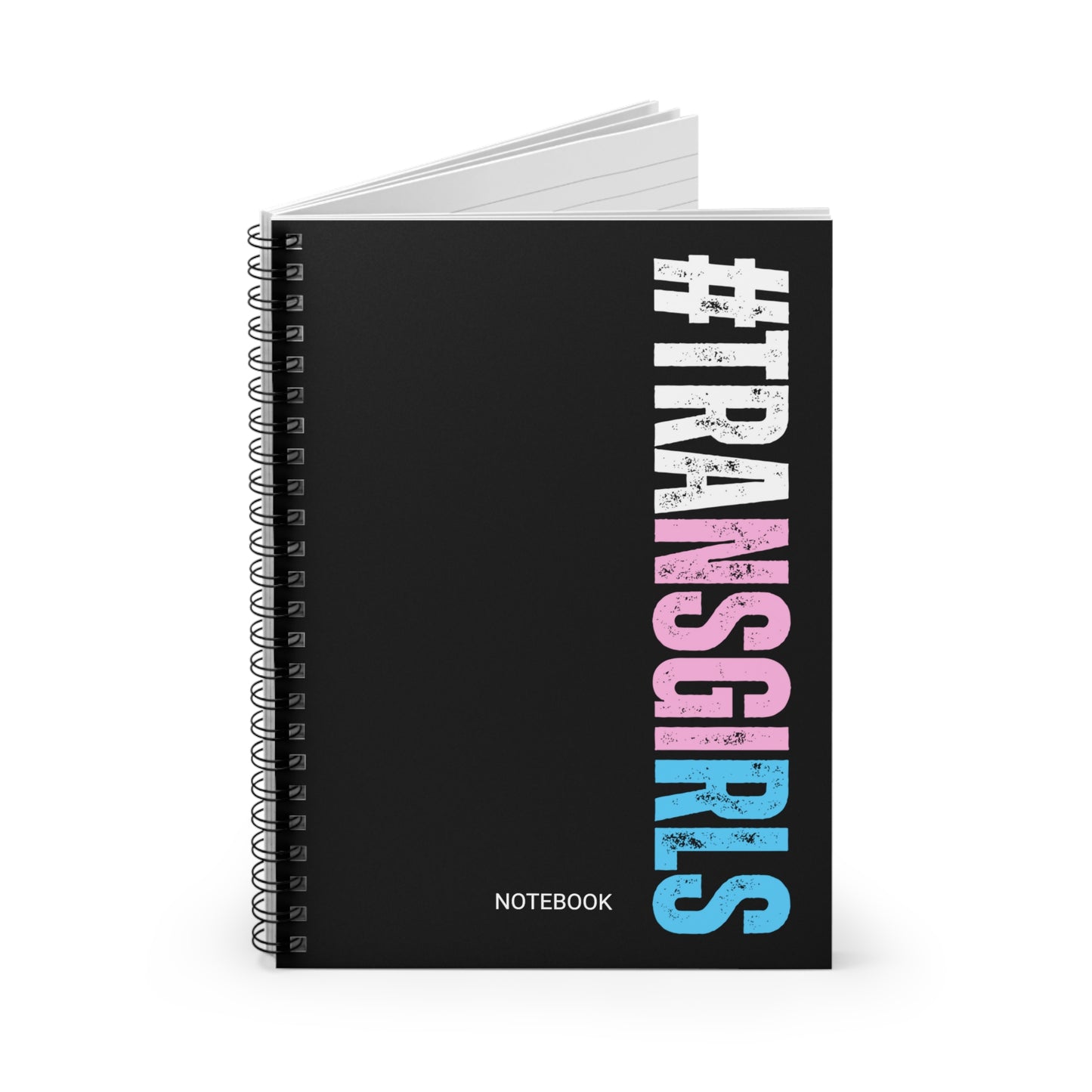 Blue Pink White #TRANSGIRLS Series Black Spiral Notebook
