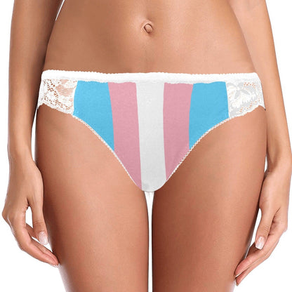 Teen - Plus Size Blue Pink White Pride White Lace Panties