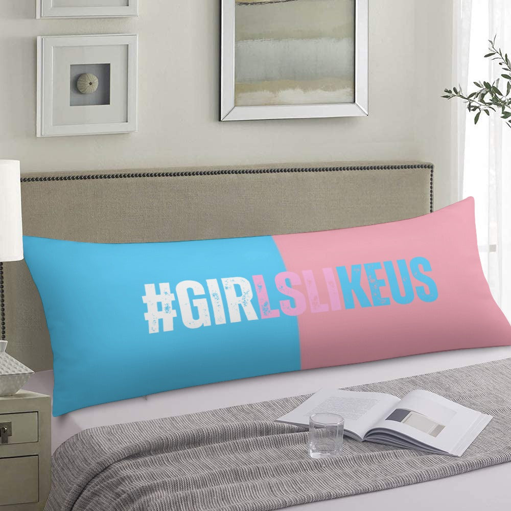 Blue Pink White 'GIRLSLIKEUS) Hastag Extra Long Pillow Case