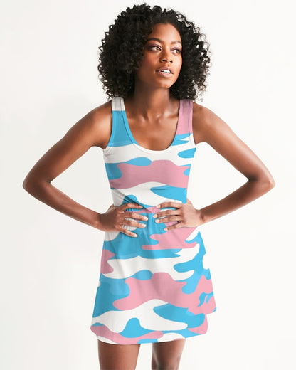 Teen Blue Pink White Pride Camouflage Racerback Dress