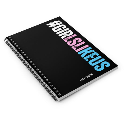Blue Pink White #GIRLSLIKEUS Series Black Spiral Notebook