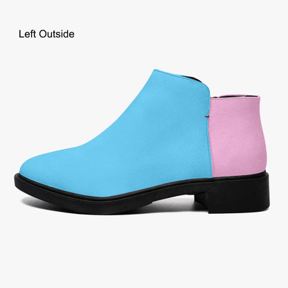 Blue Pink White Pride Zipper Ankle Boots