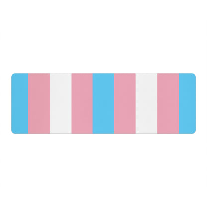 Trans Coloured Trans Pride Flag Ribbon 6ft-2ft Long Neoprene Yoga Mat