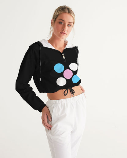 Blue Pink White Pride Five Dots Black Cropped Athletic Top