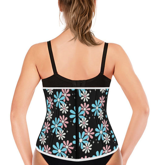 Plus Size Blue Pink White Big Daisies Pride Black Waist Shaper