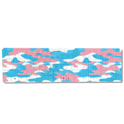 Blue Pink White All Over Trans Pride Camouflage Wireless Or Wired Keyboard