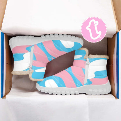 Blue Pink White Pride Camouflage Fur-Lined Zip-Up Boots