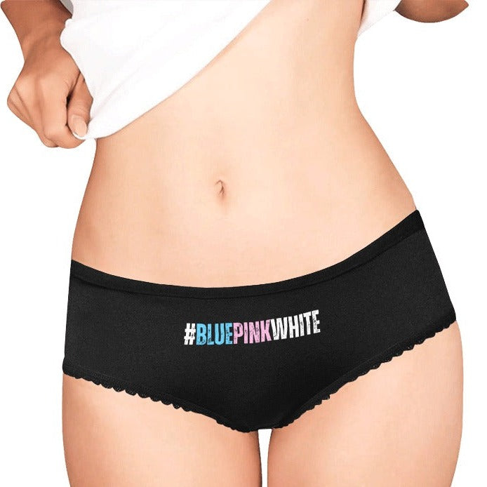 Plus Size Blue Pink White Hashtag Series Black High-Cut Knickers