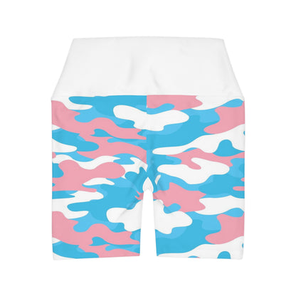 Blue Pink White High Waisted Yoga Shorts