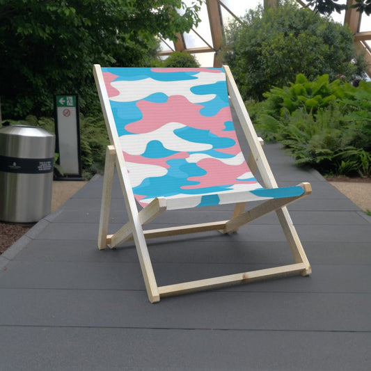 Blue Pink White All Over Trans Pride Camouflage Giant Deckchair