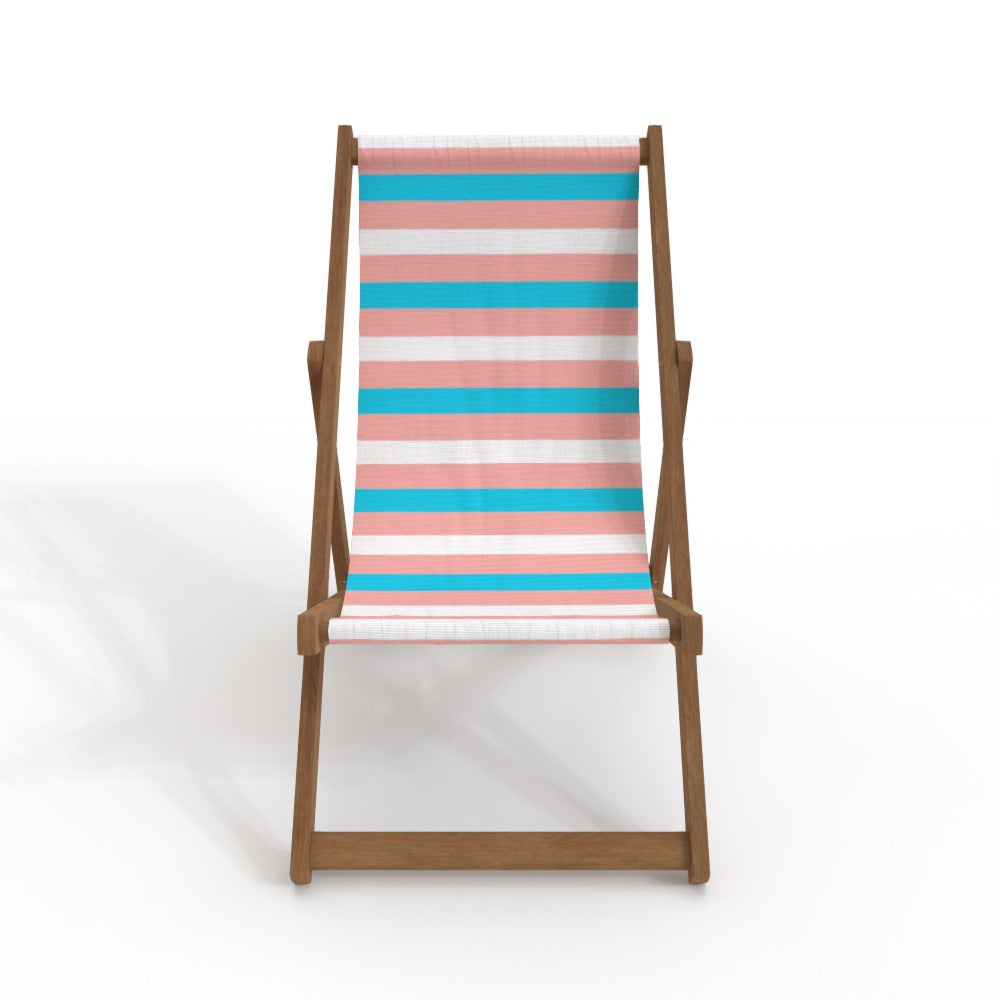 Blue Pink White All Over Pride Candy Striped Canvas Deckchair
