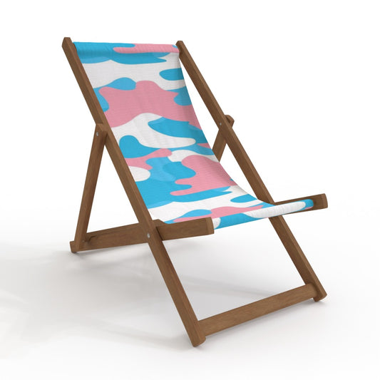 Blue Pink White All Over Pride Camouflage Canvas Deckchair