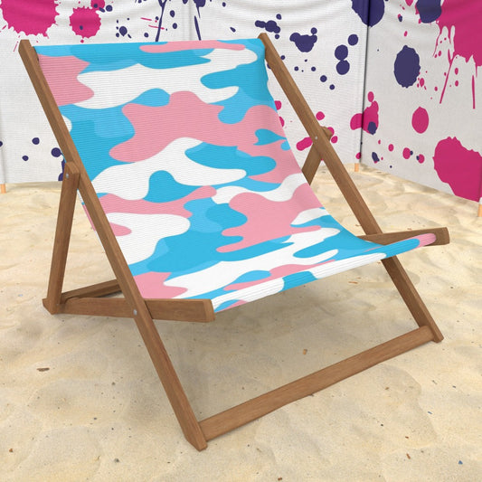Blue Pink White All Over Pride Camouflage Wide Boy Canvas Deckchair