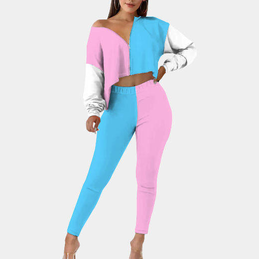 Blue Pink White Pride Long-Sleeve Jogging Twin-Set