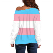 Plus Size Blue Pink White Pride Contrast-Sleeve Slouchy Fit Sweatshirt