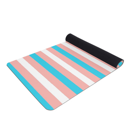 Trans Coloured Trans Pride Ribbon 6ft-2ft Long Neoprene Yoga Mat