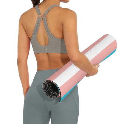 Trans Coloured Trans Pride Ribbon 6ft-2ft Long Neoprene Yoga Mat