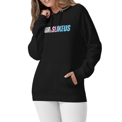 Blue Pink White 'GIRLSLIKEUS' Black Super Soft 100% Organic Cotton Hoodie