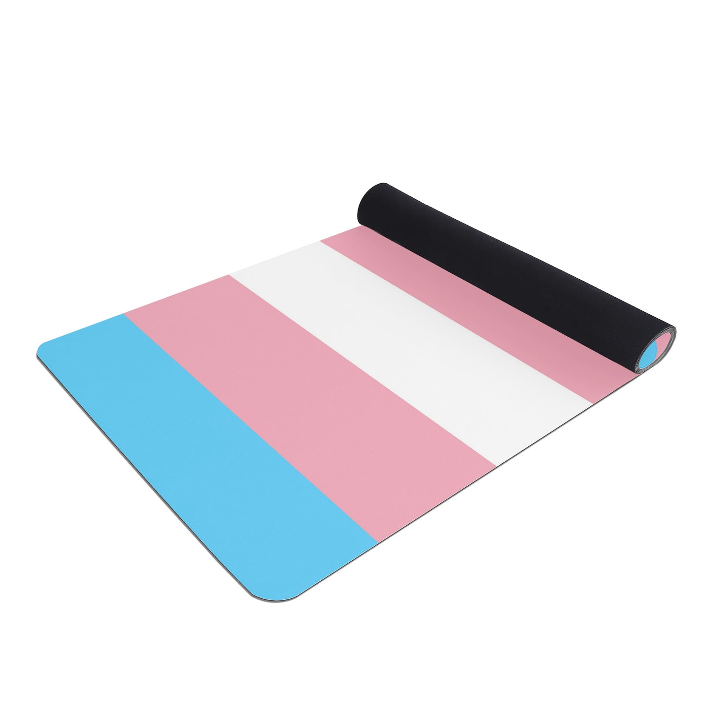 Trans Coloured Trans Pride Flag Ribbon 6ft-2ft Long Neoprene Yoga Mat